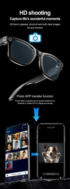 LIGE AI Smart Glasses 720P Camera Video Recorder Bluetooth Call 260mAh Battery Voice Assistant Control Sunglasses For Men Women