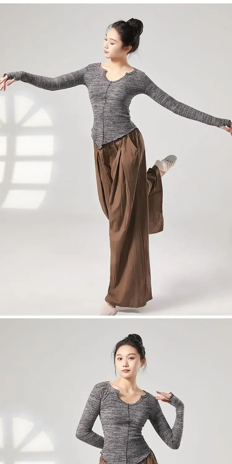 Modern Dance Practice Suit New Wide-leg Pants Chinese Classical Dance Suit Shape Female Teacher Dance Pants in Class