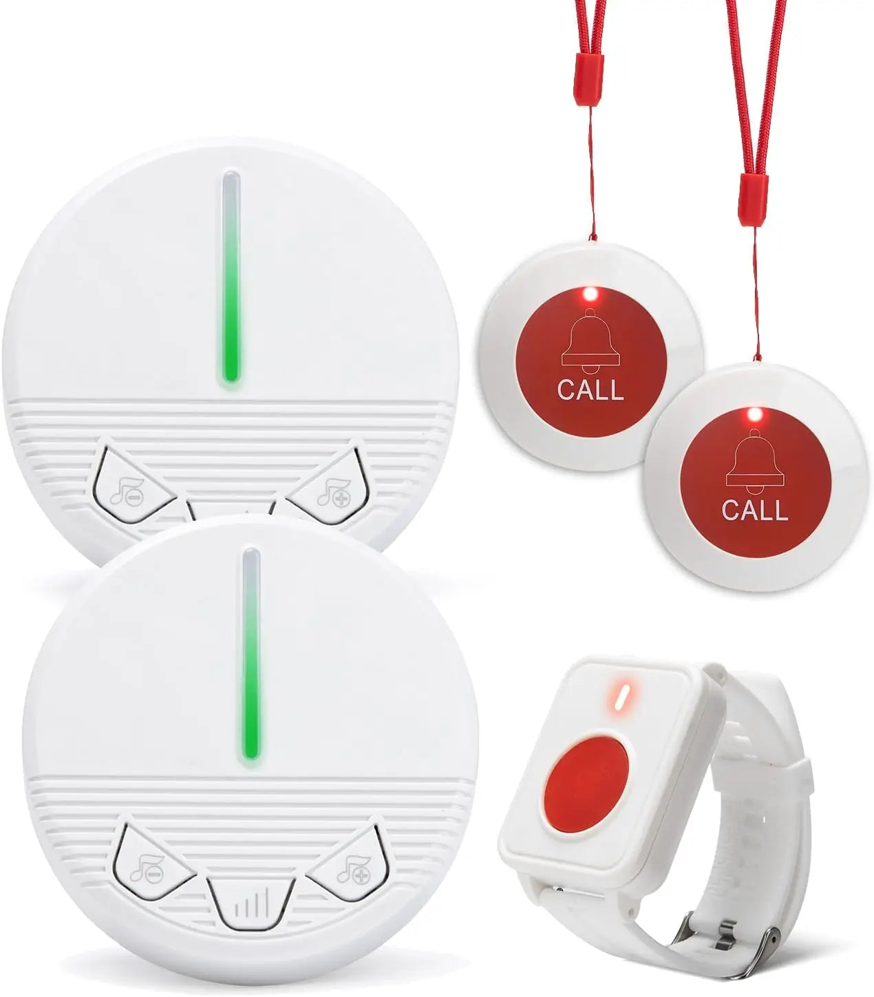 Wireless Caregiver Pager Life Alert System SOS Panic Call Button with Door Light for Seniors Disabled Elderly Home Hospital