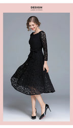 Lace White Prom Dress Women 2023 Summer Autumn Long Sleeve Sexy Slash Neck A Line Midi Party Vestidos Flower Embroidery