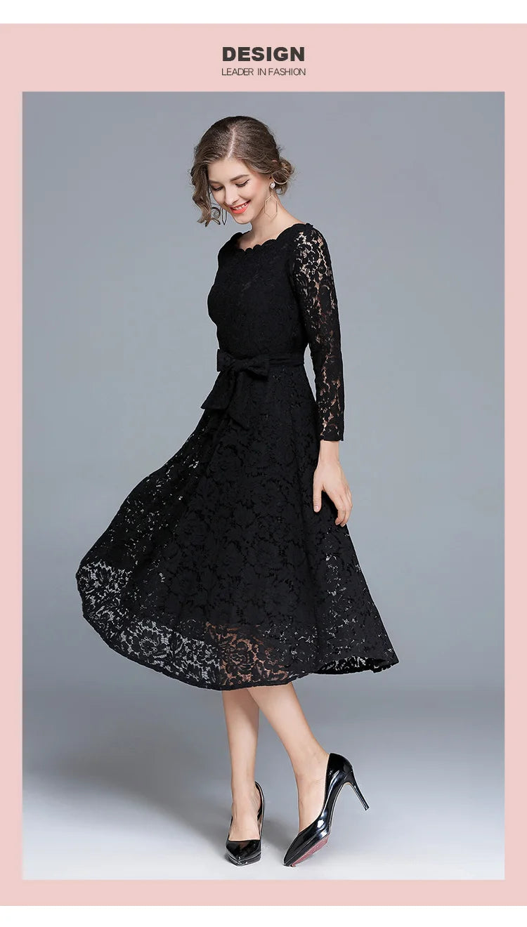 Lace White Prom Dress Women 2023 Summer Autumn Long Sleeve Sexy Slash Neck A Line Midi Party Vestidos Flower Embroidery