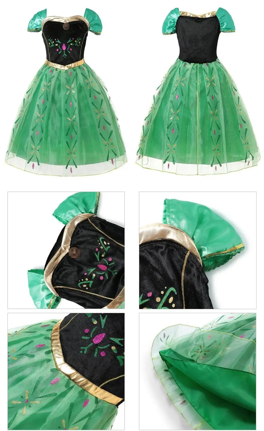 Anna Costume For Kids Girl Fancy Birthday Party Gown Princess Dress Carnival Party Children Clothing Full Printing Vestidos