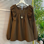 Summer Casual V-neck Back Cross Strap Fly Sleeve Elastic Shoulder Loose Fit Small Shirt Versatile Simple Top for Plump Sister