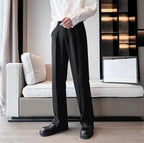 Wide Leg Gray Baggy Men's Summer Pants Tailoring Chinese Homme Dress Slacks Spring Clothes Male Suit Trousers Formal Designer Up