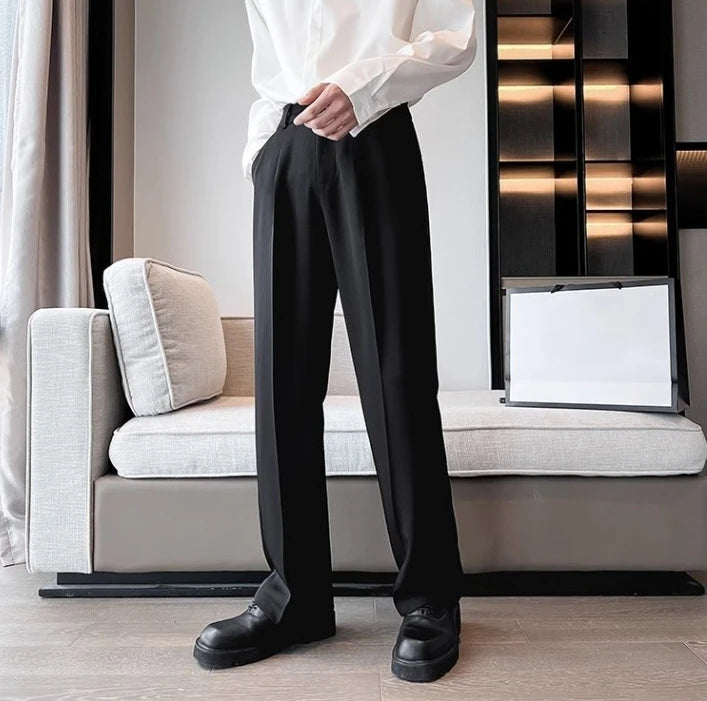 Wide Leg Gray Baggy Men's Summer Pants Tailoring Chinese Homme Dress Slacks Spring Clothes Male Suit Trousers Formal Designer Up