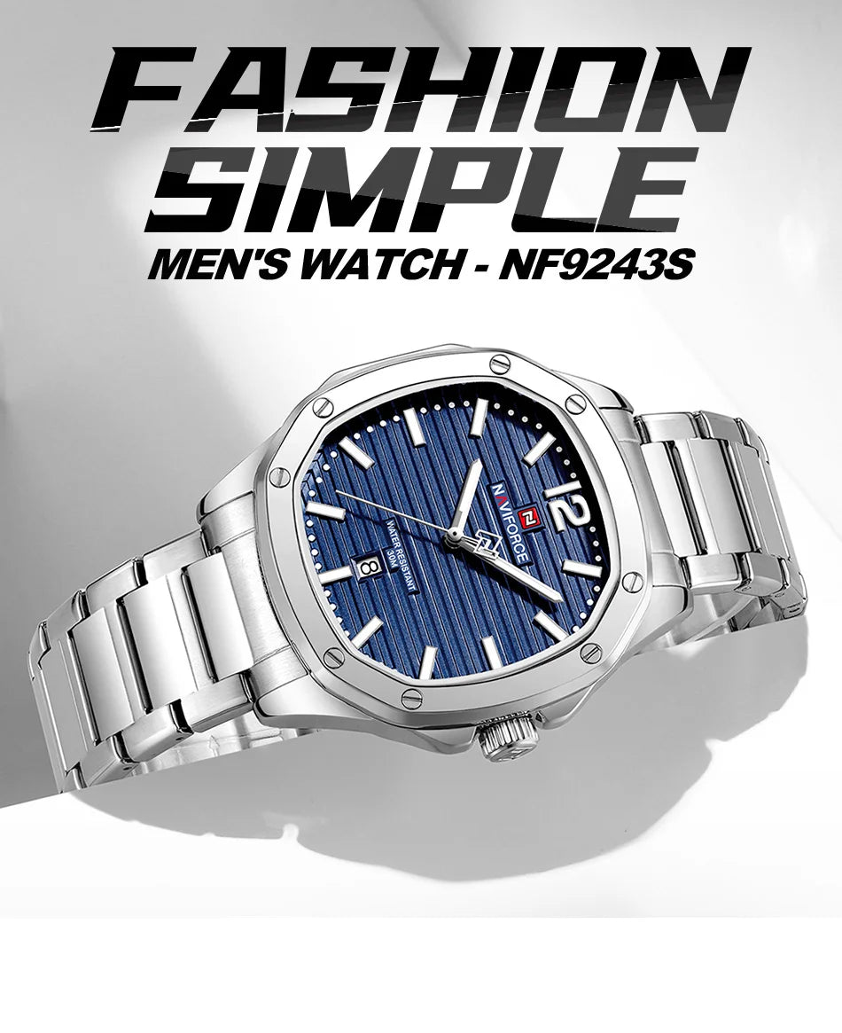 NAVIFORCE Men Luxury Brand Watches Military Sport Mens Wrsitwatches Full Steel Quartz Clock Men's Waterproof Business Watch