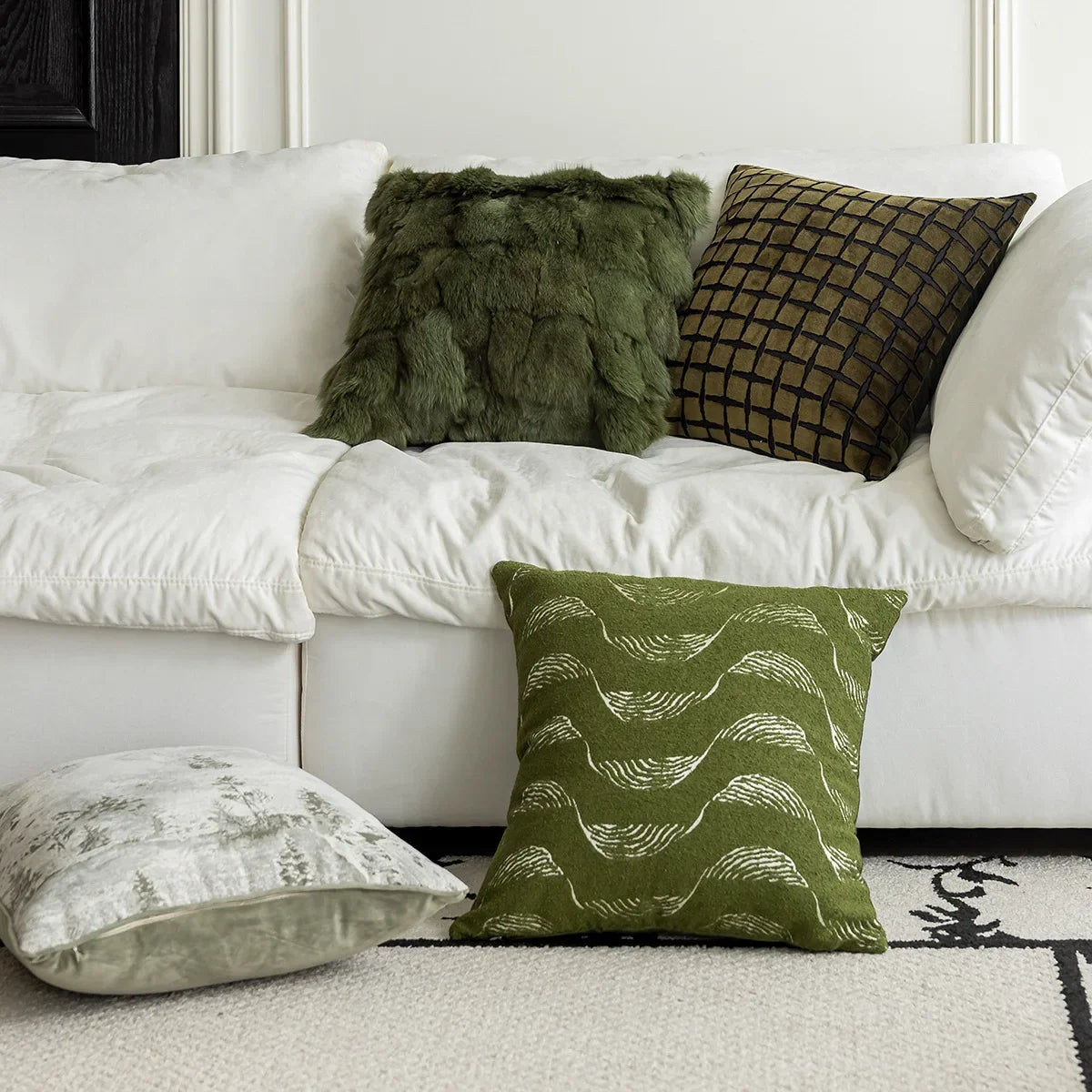 45X45CM Green Retro Throw Pillow Cover French Light Luxury Stamping Waist Cushion Cover Decor Home Decorative Pillowcase