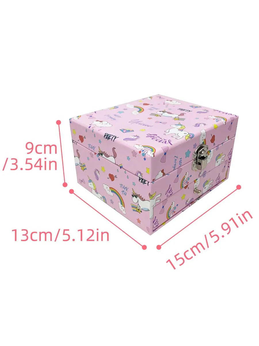 1pc Music Box with Drawer Mirror Rotating Pink Pony Jewelry Storage Box for Ring Necklaces Bracelets Birthday Gift