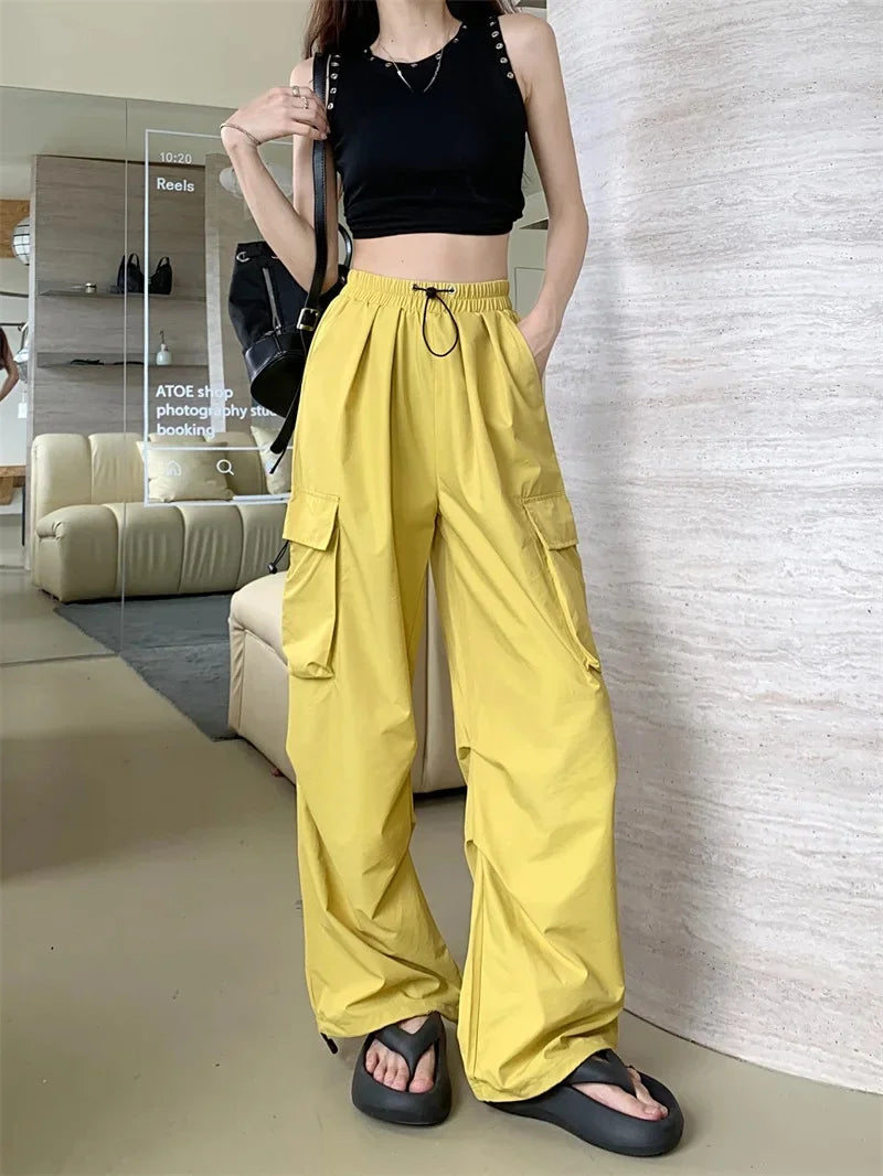 High Waist Wide Leg Workwear Pants Women's Spring 2024 Loose Sun Protection Casual Sports Thin Style Fashionable Trousers