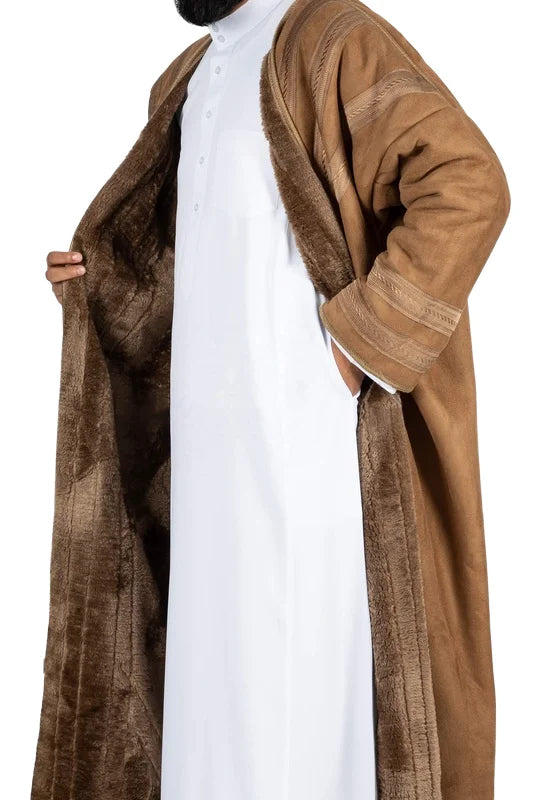 Wholesale New Arrival 2025 Oem Custom High Quality Men's Winter Bisht Coat Bisht Farwa for Prayer Made of Polyester for Adults