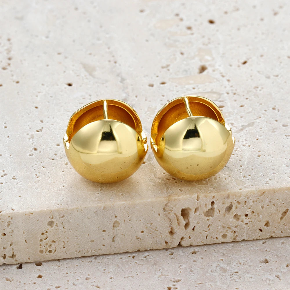 2025 Gold Silver Color Ball Round Simple Hight Quality Luxury Earrings Punk Geometric Stud Earrings For Women Party Jewelry Gift