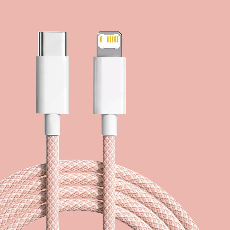 20W USB A to L Color Cable For iPhone 14 13 12 11 Pro XS Max XR XS X SE 8 7 Plus PD Fast Charge Type C Braid Cables Accessories