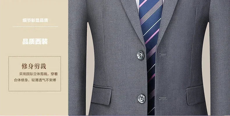 S-8XL New  (Blazer+ Pants) Men's Fashion Business Gentleman Trend Slim-fit Casual Wedding Travel Plus-size Solid Color Suit