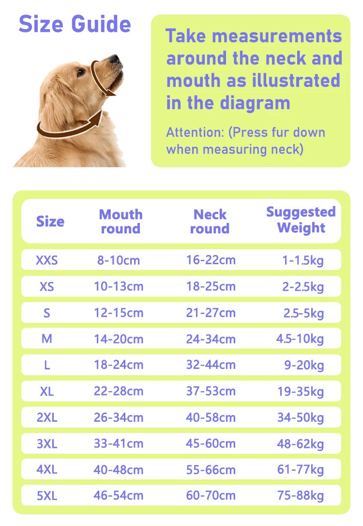 Dog muzzle Prevents biting barking and accidental eating prevents slipping off fits small medium large dogs adjustable