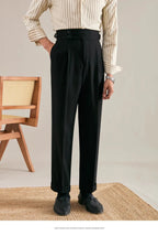 Italian Naples Trousers High Waisted Straight Men's Business Casual Pants High-end Elegant Retro Suit Pants Banquet Wedding