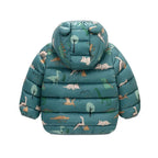 Children Boys Baby Hooded Lightweight Down Jackets Warm Outerwear Autumn Kids Girls Coats Cartoon Dinosaur Print Casual Clothing
