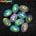 7*9mm Natural Opal Reiki Healing Semi-Circle Jewelry Set - Opal Ring Earrings Necklace - Spiritual Energy Gemstone Accessories