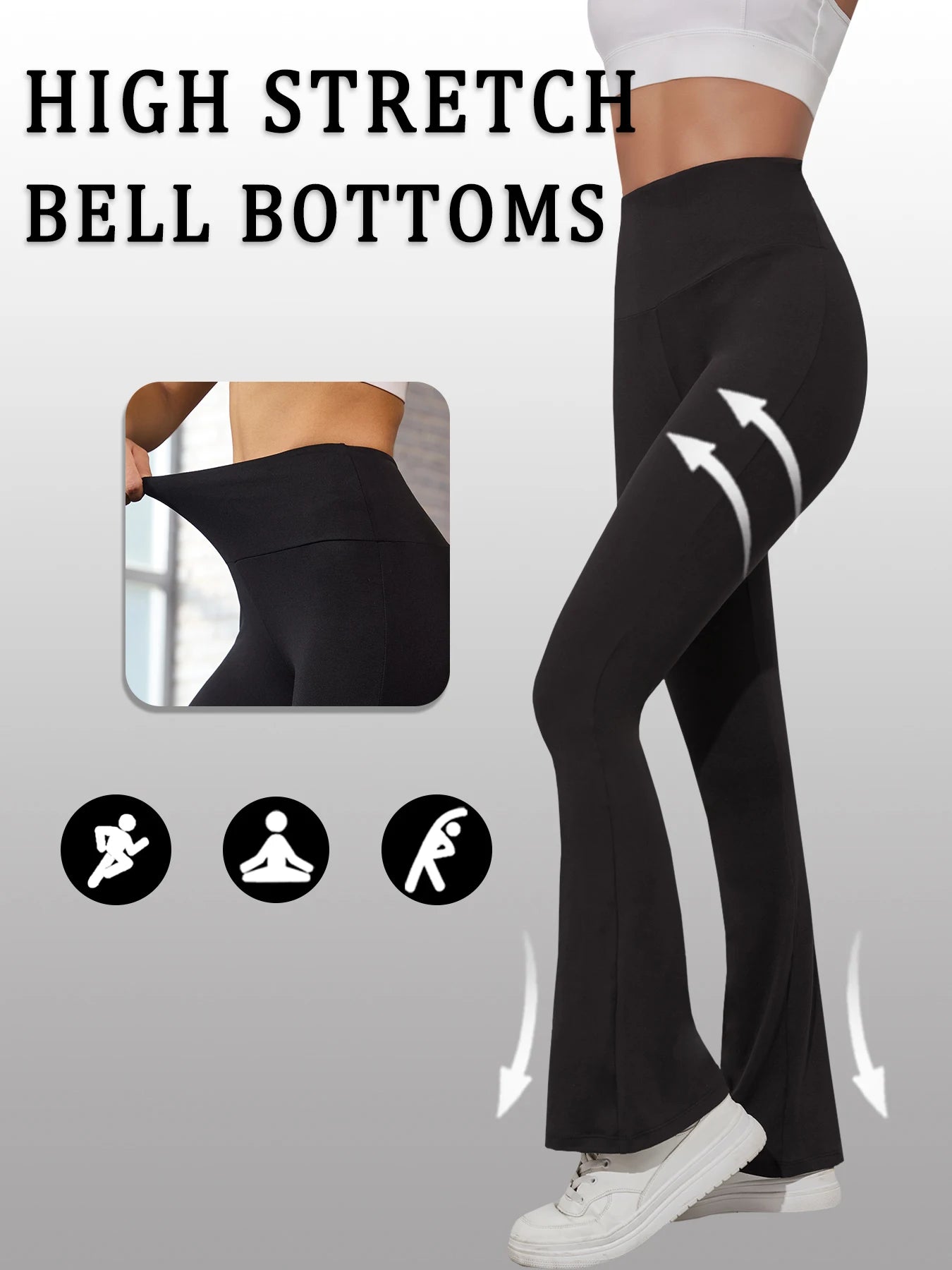3 Pack Women's Super Soft Flare Pants High Waisted Tummy Control Workout Yoga Push Up Gym Fitness Long Leggings Bell Bottoms