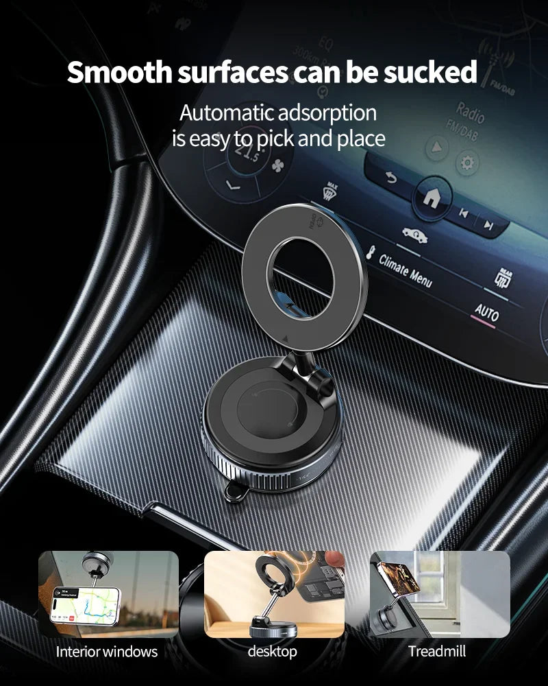 360° Vacuum Strong Suction Cup Magnetic Car Phone Holder for All Smartphones & All Car Models adjustable for Mirror Shower Gym