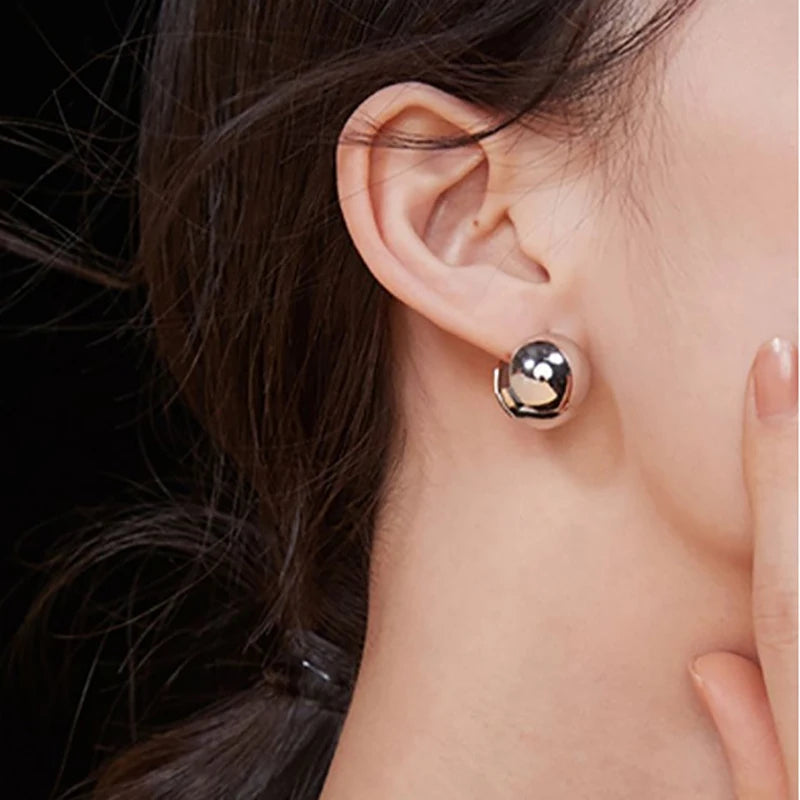 2025 Gold Silver Color Ball Round Simple Hight Quality Luxury Earrings Punk Geometric Stud Earrings For Women Party Jewelry Gift