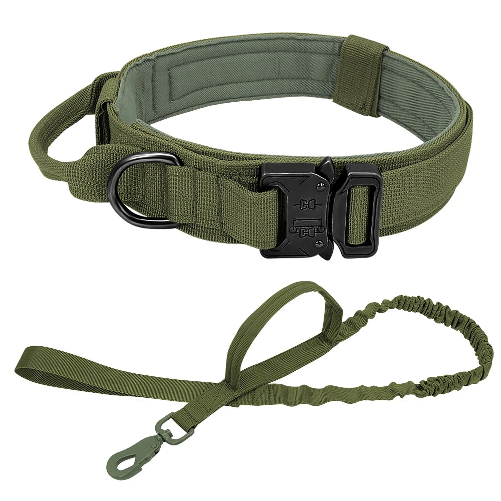 Nylon Tactical Dog Harness Collar Leash No Pull Military Pet Harness Vest For Medium Large Dogs Training Molle Harness Pouches