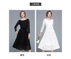 Lace White Prom Dress Women 2023 Summer Autumn Long Sleeve Sexy Slash Neck A Line Midi Party Vestidos Flower Embroidery