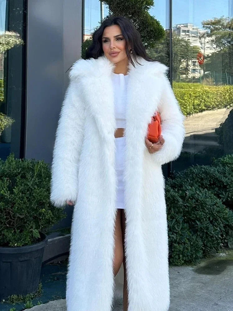 Tossy Winter Fur Feather Loose Overcoat Women's Fashion Pocket Solid Commute Streetwear Jacket Ladies Luxury Patchwork Coat 2025