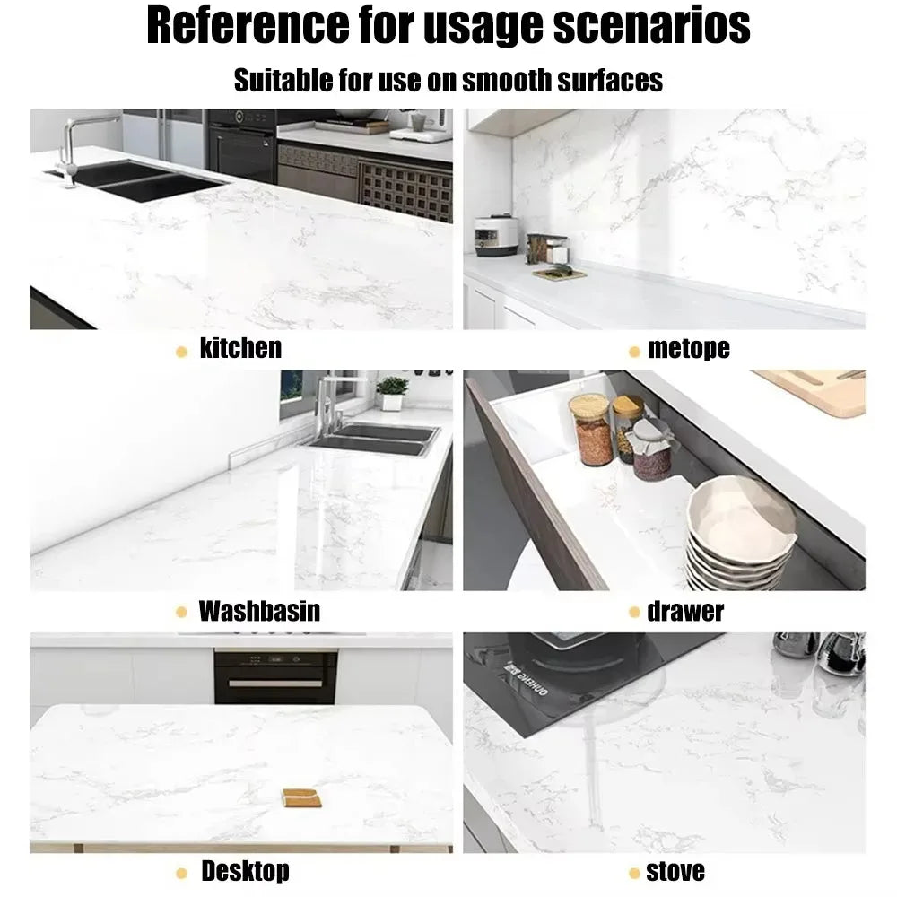 40cm Marble Pattern Kitchen Wall Stickers Self-Adhesive Oil-Proof Stain-Resistant Livingroom Resistant Home Decorative Wallpaper