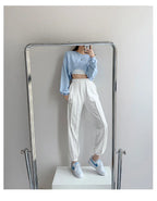Long Sleeve Crop Top Korean Fashion Solid Loose Y2K T-shirt Woman Autumn Winter Harajuku Sexy Clothes Women Kpop Japanese Tees