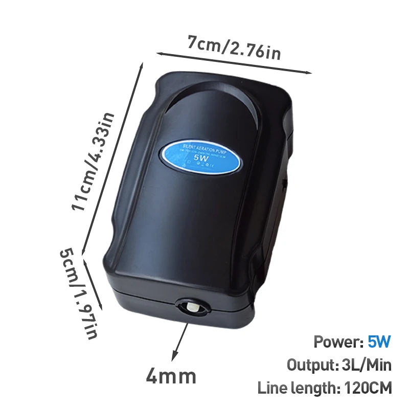 5W Aquarium Silent Air Pump 220V-240V 110V Fish Tank Quiet Oxygen Pump Accessories Bubble Pump Air Stone Aquarium Air Compressor