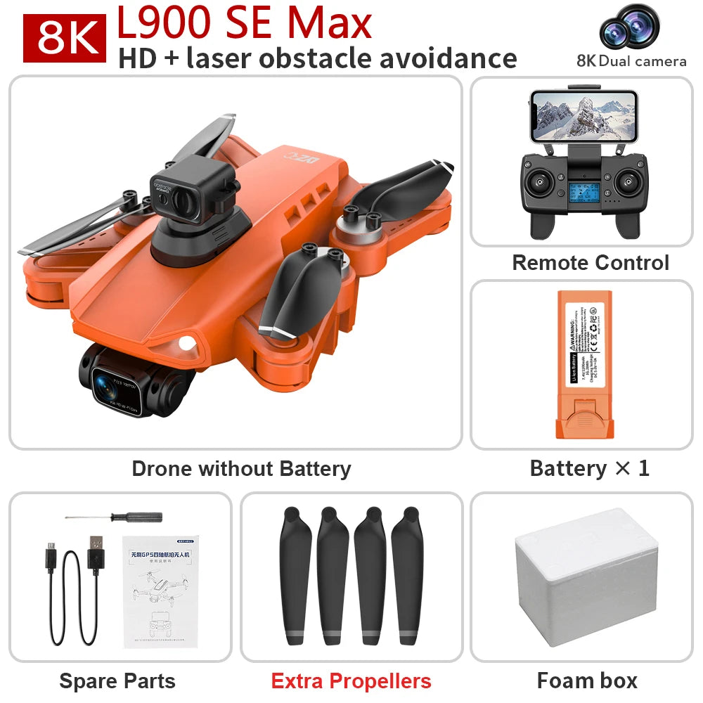 2025 L200 Pro Max GPS Drone 5KM 8K Professional HD Dual Camera 2-Axis Gimbal Obstacle Avoidance Brushless Foldable RC Quadcopter