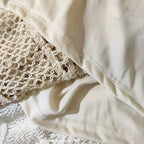 Retro Hollow Knitted Crochet Women's Solid Color Skirt 2025 Summer Fashion Lace Patchwork Female High Waisted Skirt