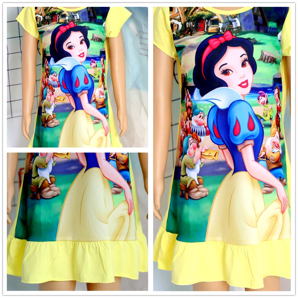 New Summer Anna Elsa Printing Cartoon Sleepwear Mermaid Girl Nightgowns Children Party Dresses Pajamas For Girls Dress