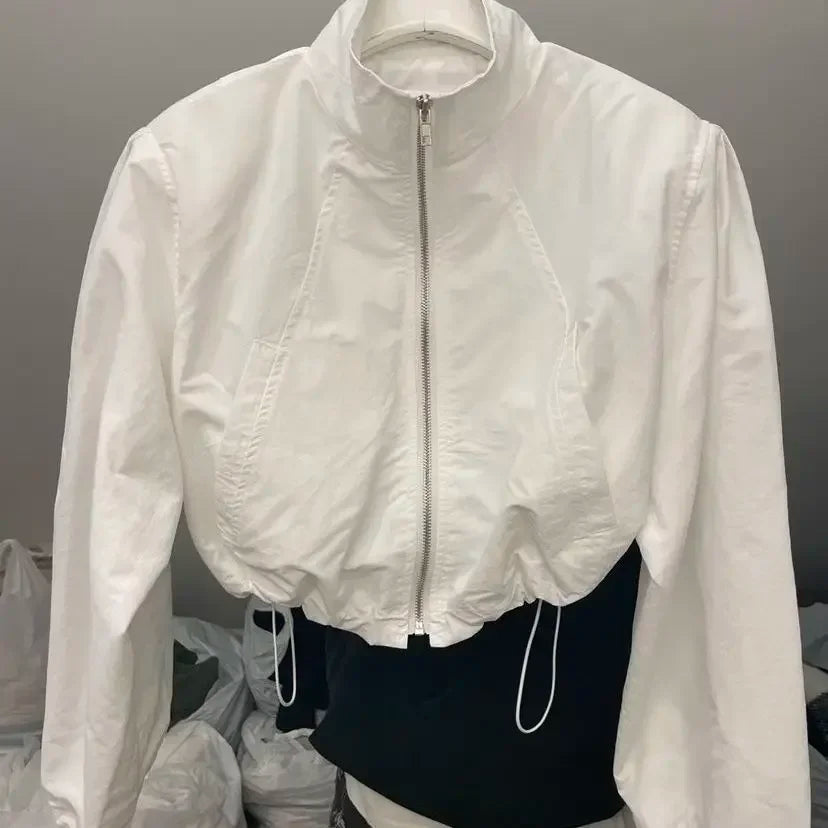 Autumn Vintage Women's Windbreaker Cropped Jackets Harajuku Oversized Streetwear Long Sleeve Casual Fashion Female Elegant Top