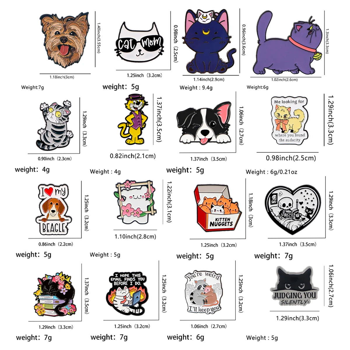 2-10pcs/set Funny Animals Series Enamel Pin Cartoon Cats Dogs Brooch Set Lapel Pins Badge on Backpack Clothing Accessories Gifts