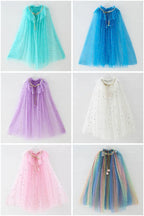 Summer Girl Princess Party Accessories Cloak Snow Queen Elsa Anna Costume Cape Rapunzel Aurora Sequins Tulle Halloween Mantle