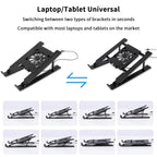 Laptop Cooler Base Stand Foldable Laptop Cooling Pad Holder Portable Notebook Radiator Bracket Heighten Rack With 1 Cooling Fans