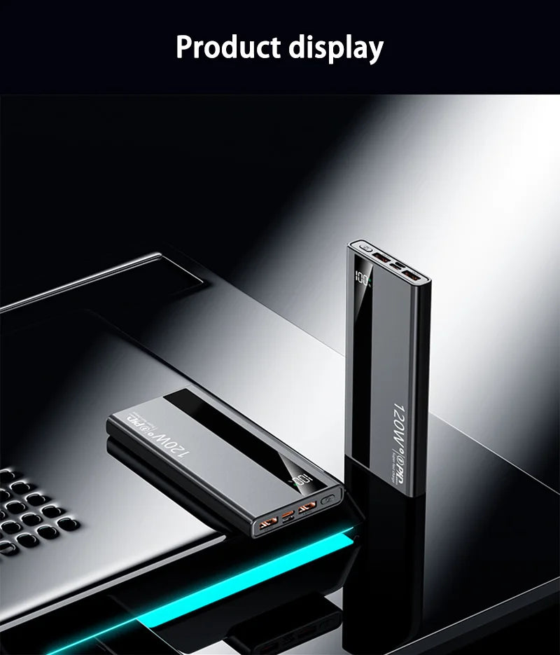 120W 50000mAh Power Bank High Capacity Digital Display Fast Charging Powerbank Portable Battery Charger Type C For iPhone
