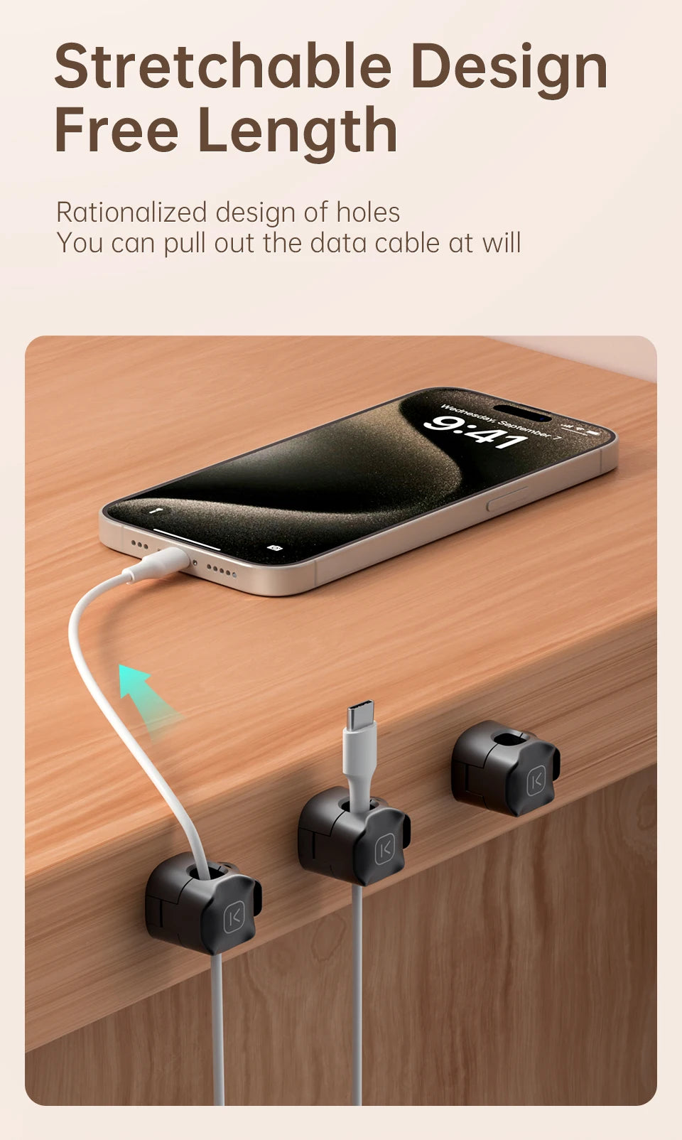KUULAA 3/6 Pcs Cable Clip Cable Holder Adhesive Wire Keeper Cord Cable Organizer for Home Office Under Desk Management