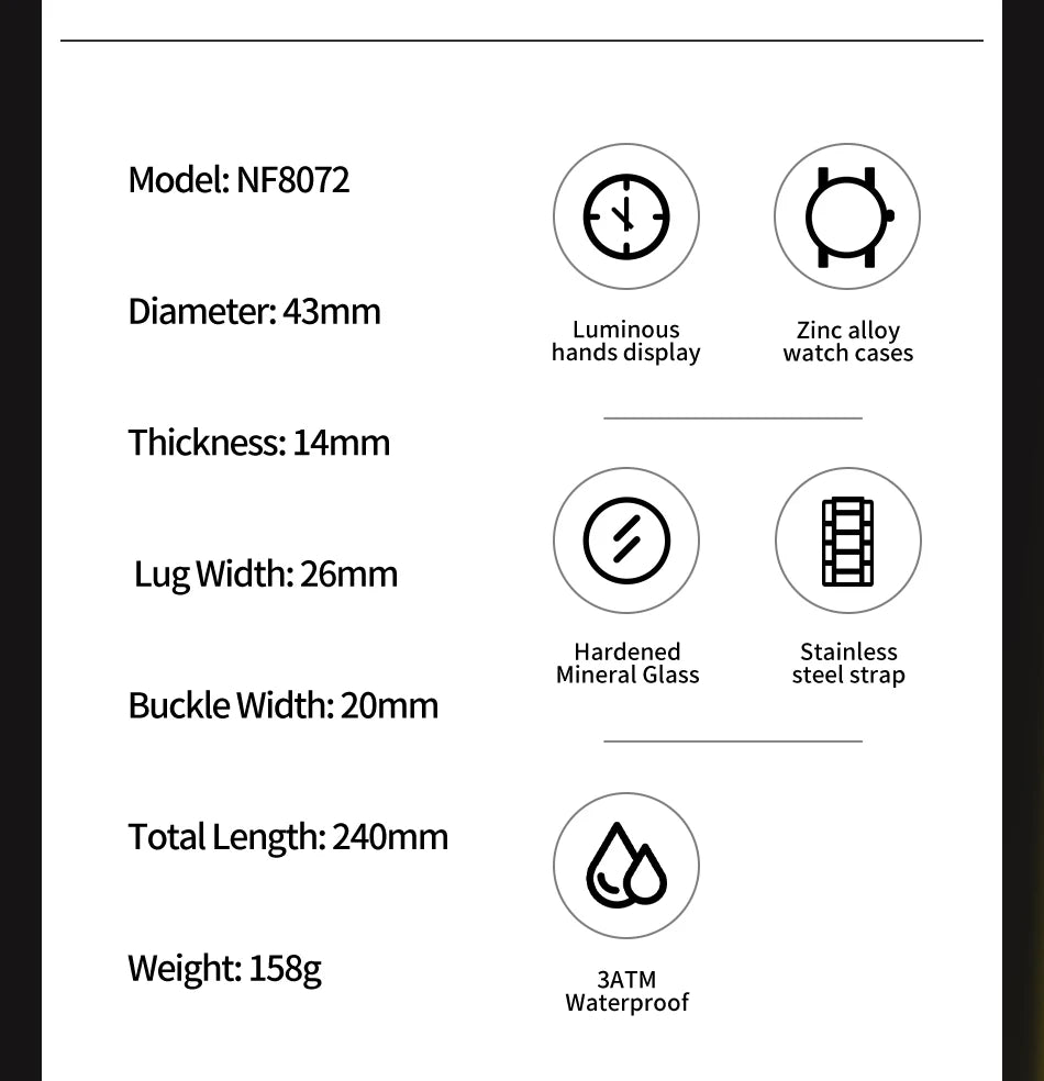NAVIFORCE Man Quartz Top Brand Watch Luxury Luminous Chronograph Wristwatch Stainless Steel Waterproof Men Date Calendar Clock