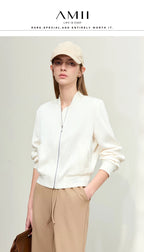 AMII Minimalism Jacket Woman Baseball Jacket Embroidery Letter Zipper 2023 Spring New Casual Women's Clothes Female Top 72331004