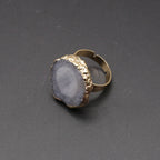 Natural Semi Precious Stones Irregular Crystal Druzy Rings Reiki Healing Embryo Agate Jewelry Accessories Party Gifts for Women
