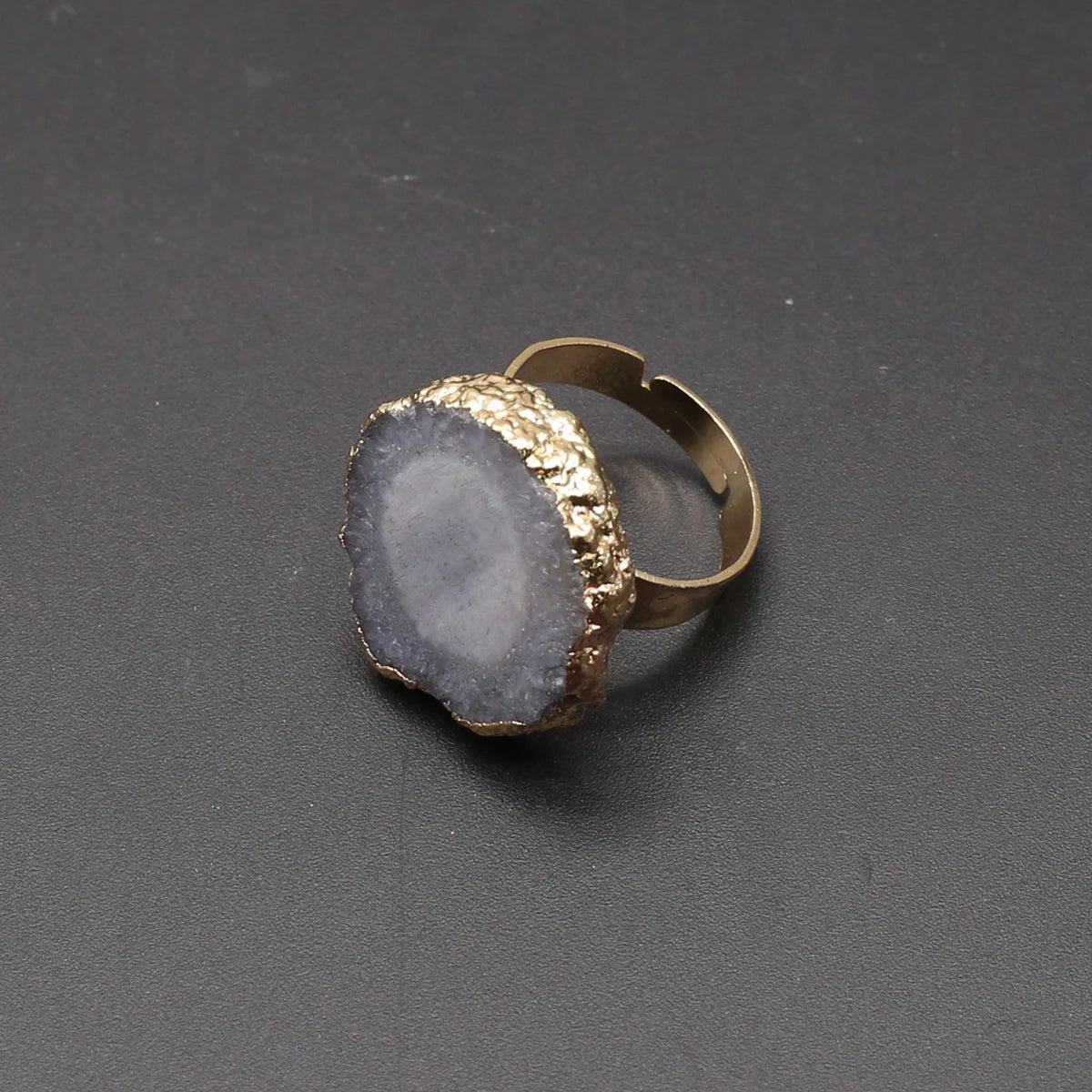 Natural Semi Precious Stones Irregular Crystal Druzy Rings Reiki Healing Embryo Agate Jewelry Accessories Party Gifts for Women