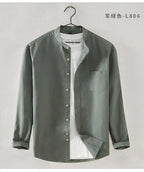 2025 Cotton Stand-up Neck Oxford Spinning Anti-wrinkle Casual  Spring  Autumn New Men's Shirt Jackets  Long Sleeve Shirt Men's
