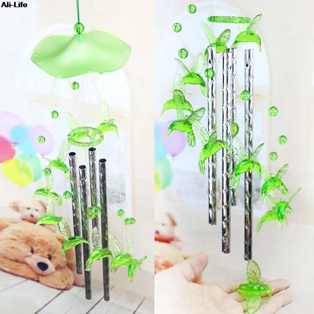 1PC New Lover Bird Dophin Valetines Gifts Plastic Dophin Wind Chime Bell Garden Living Decor Ornament Home Garden Decor