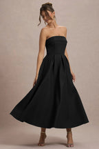 2025 French Fashion Elegant Long Evening Dress Women High-end Solid  Sleeveless Strapless Party Dress Chic Minimalist Clothes