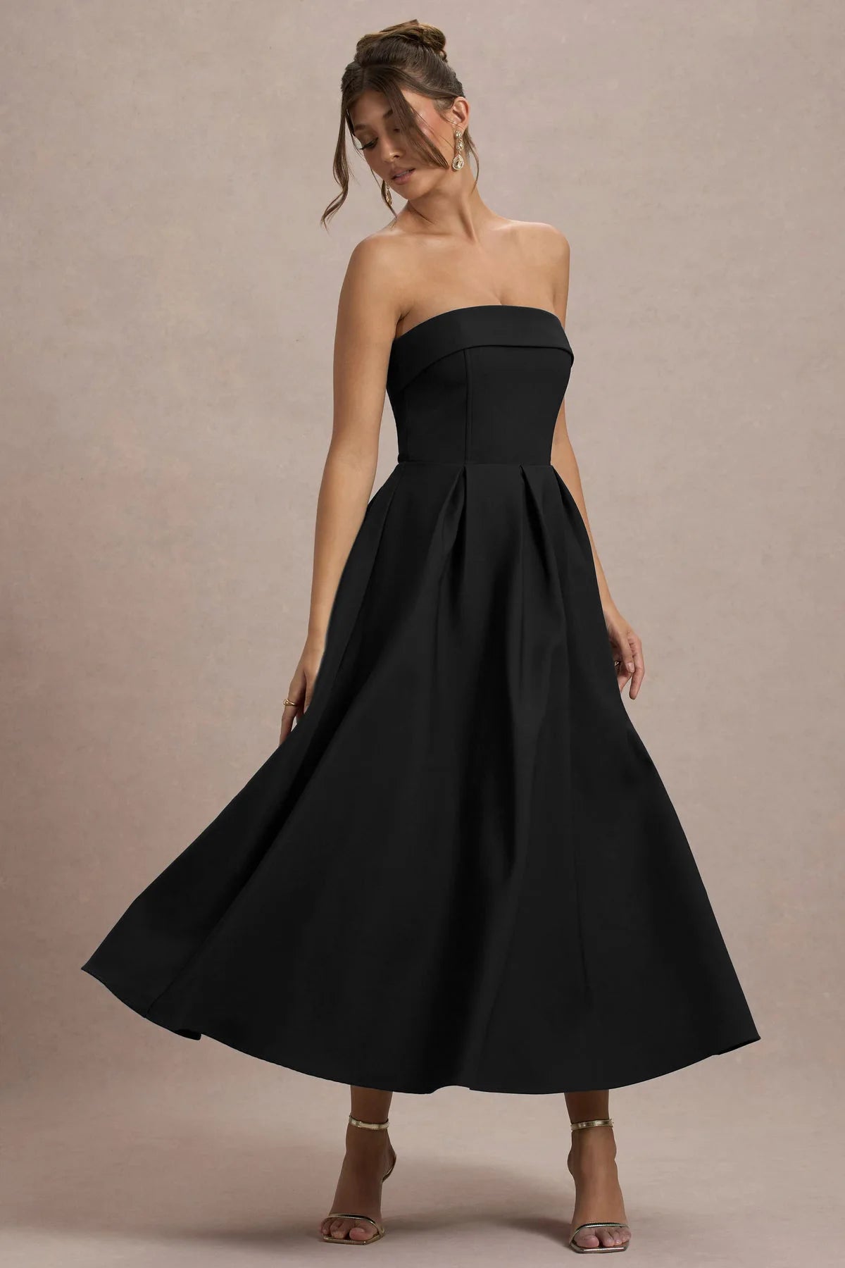 2025 French Fashion Elegant Long Evening Dress Women High-end Solid  Sleeveless Strapless Party Dress Chic Minimalist Clothes