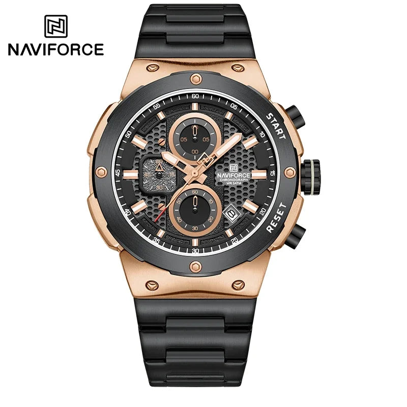 NAVIFORCE Man Quartz Top Brand Watch Luxury Luminous Chronograph Wristwatch Stainless Steel Waterproof Men Date Calendar Clock
