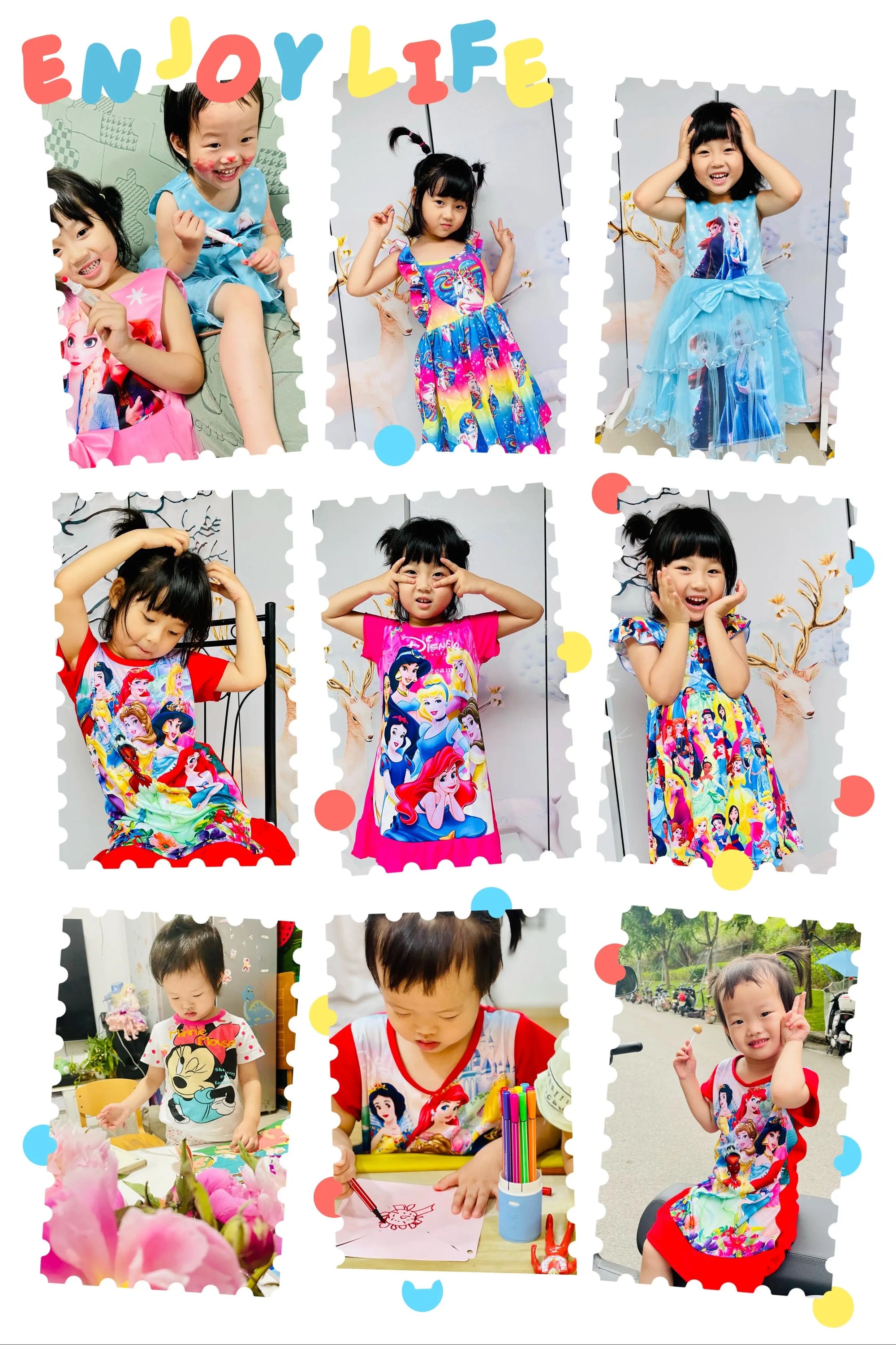 New Summer Anna Elsa Printing Cartoon Sleepwear Mermaid Girl Nightgowns Children Party Dresses Pajamas For Girls Dress