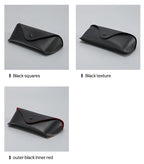 New Sunglasses Cases Large Black New Red Lined Leather Business Litchi Pattern Sunglasses Glasses Case  Eyewear Accessories